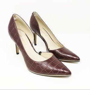 Marc Fisher Darlina Brown Croc Embossed Pumps 6